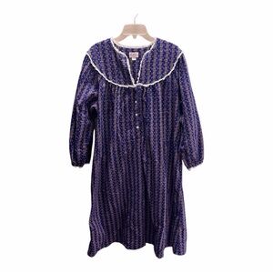 Lanz of Salzburg Flannel Nightgown Blue Red Hearts Womens XL